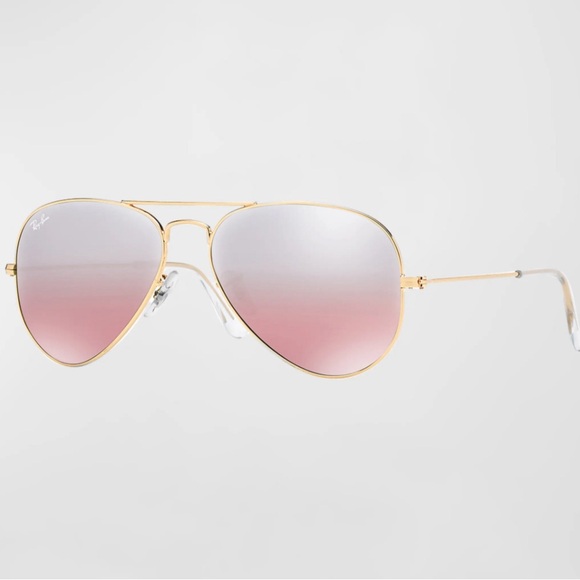 💗HP💗 Ray-Ban Mirrored Flash Pink Rose Gold Aviator Sunglasses - Picture 2 of 4